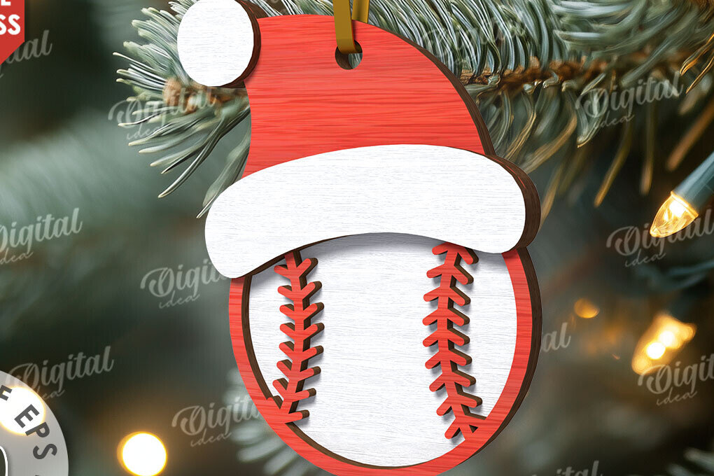 Σετ των 3 Intra απο ξύλο plywood 3mm-4mm πάχος Μπέιζμπολ Αθλητικό Χριστουγεννιάτικο στολίδι Λέιζερ Δίασταση 8x8 cm INTRAFABR-110767709