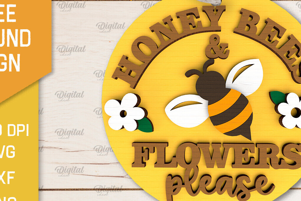 Intra απο ξύλο plywood 3mm-4mm πάχος Στρογγυλή πινακίδα μέλισσας . Σημάδι μέλισσας Δίασταση 30x20 cm INTRAFABR-102831296