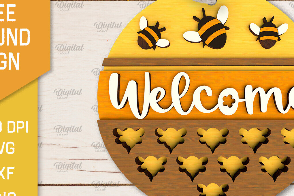 Intra απο ξύλο plywood 3mm-4mm πάχος Στρογγυλή πινακίδα μέλισσας . Σημάδι μέλισσας Δίασταση 30x20 cm INTRAFABR-102831151