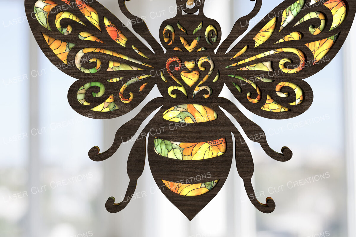 Intra απο ξύλο plywood 3mm-4mm πάχος Bee Suncatcher Δίασταση 30x20 cm INTRAFABR-123180288