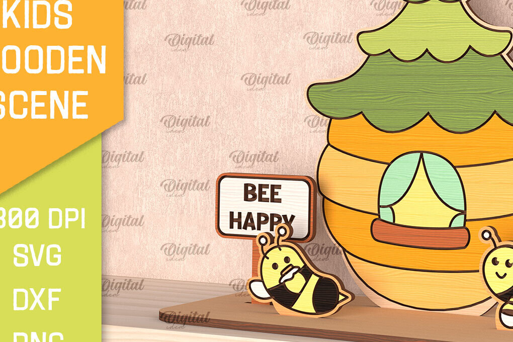 Intra απο ξύλο plywood 3mm-4mm πάχος Bee . Παιδική Ξύλινη Σκηνή Δίασταση 30x20 cm INTRAFABR-100844177