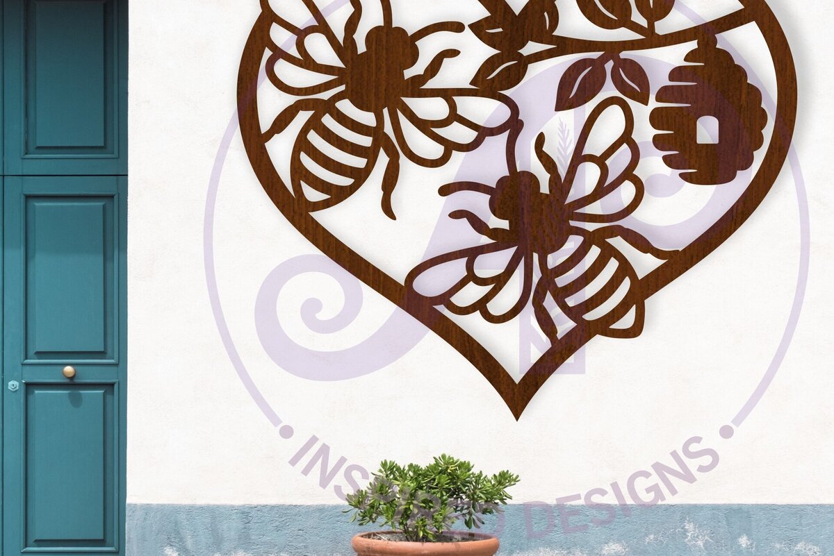 Σετ των 2 Intra απο ξύλο plywood 3mm-4mm πάχος Επιτοίχια επιγραφή με θέμα τη μέλισσα, . Δίασταση 11x11 cm INTRAFABR-124357514