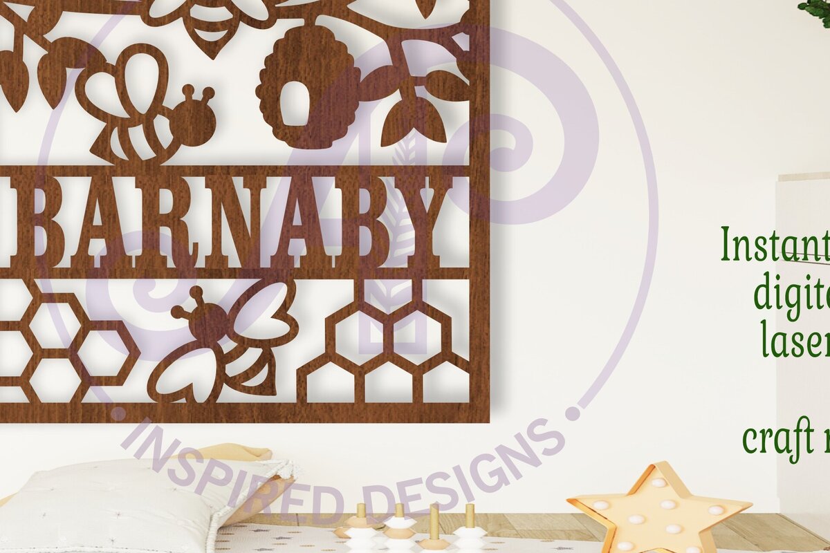 Σετ των 3 Intra απο ξύλο plywood 3mm-4mm πάχος Σημάδι ονόματος με θέμα τη μέλισσα  Δίασταση 6x6 cm INTRAFABR-104083210