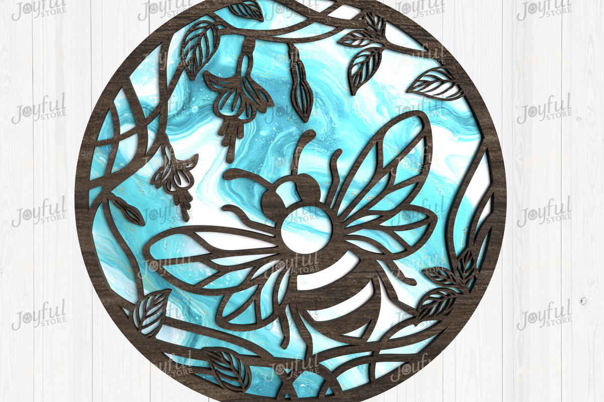 Intra απο ξύλο plywood 3mm-4mm πάχος Bee &amp; Vines Suncatcher Δίασταση 30x20 cm INTRAFABR-124517207