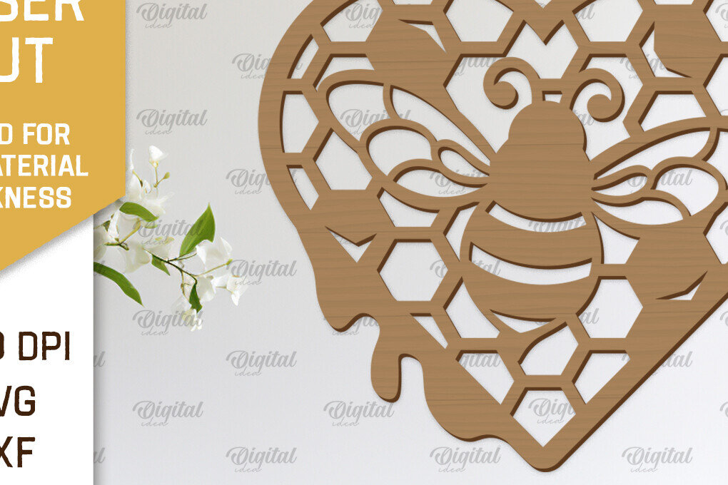 Intra απο ξύλο plywood 3mm-4mm πάχος Διακόσμηση τοίχου μελισσών με λέιζερ. Honey Bee Δίασταση 30x20 cm INTRAFABR-103366766