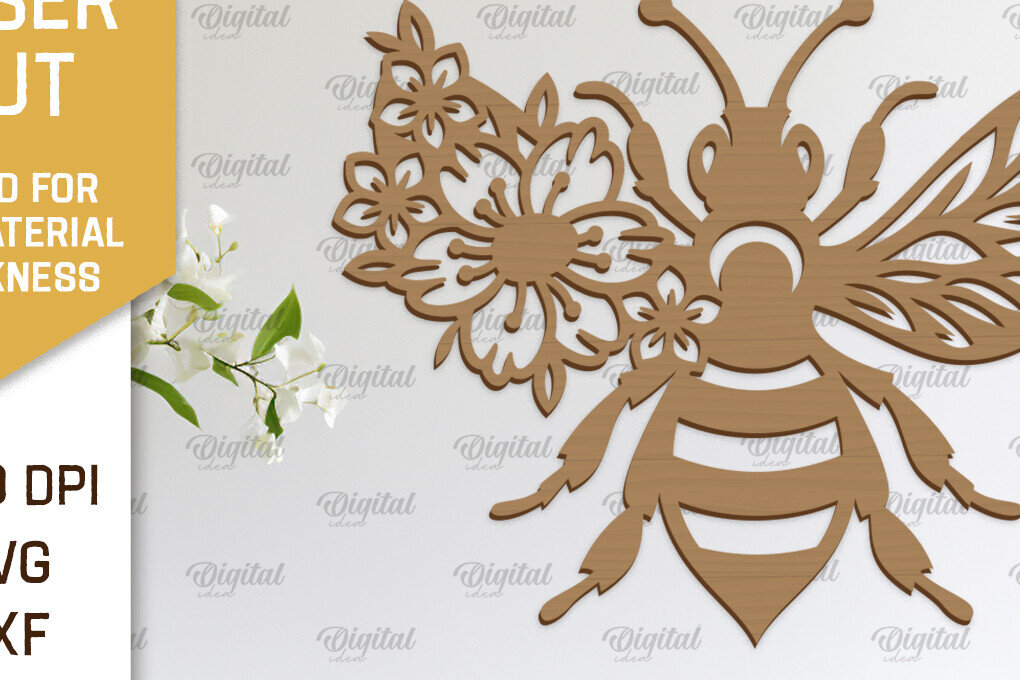 Intra απο ξύλο plywood 3mm-4mm πάχος Διακόσμηση τοίχου μελισσών με λέιζερ. Honey Bee Δίασταση 30x20 cm INTRAFABR-103366029