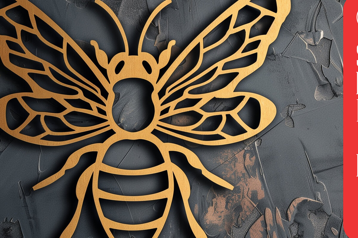 Intra απο ξύλο plywood 3mm-4mm πάχος Bee Wall Decors Cut  Δίασταση 40x40 cm INTRAFABR-100994902