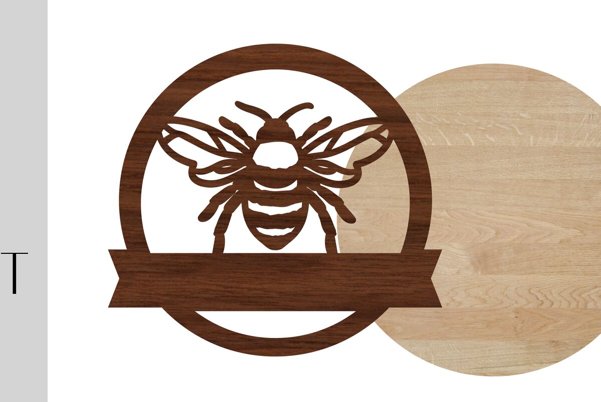 Σετ των 3 Intra απο ξύλο plywood 3mm-4mm πάχος Μέλισσα καλωσορίσματος σημάδι και κενό Δίασταση 9x9 cm INTRAFABR-13922361