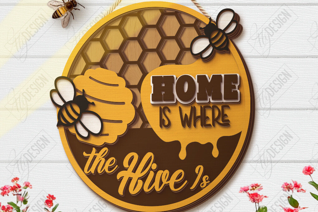 Intra απο ξύλο plywood 3mm-4mm πάχος Bee Welcome Sign Cut  | Καλοκαίρι |CNC Δίασταση 30x20 cm INTRAFABR-123572632