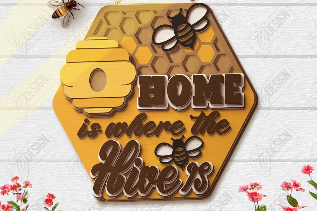 Intra απο ξύλο plywood 3mm-4mm πάχος Bee Welcome Sign Cut  | Επιγραφές τοίχου Δίασταση 30x20 cm INTRAFABR-123423987