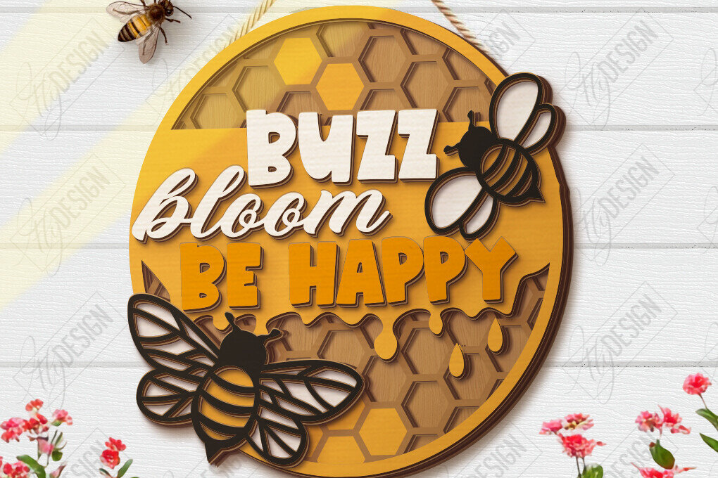 Intra απο ξύλο plywood 3mm-4mm πάχος Bee Welcome Sign Cut  | Επιγραφές τοίχου Δίασταση 30x20 cm INTRAFABR-123423990