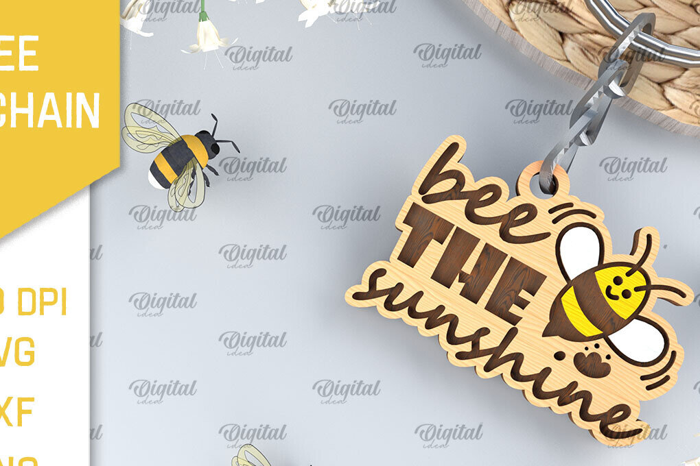 Σετ των 3 Intra απο ξύλο plywood 3mm-4mm πάχος Ξύλινο Μπρελόκ Μέλισσας Δίασταση 6x6 cm INTRAFABR-99061011