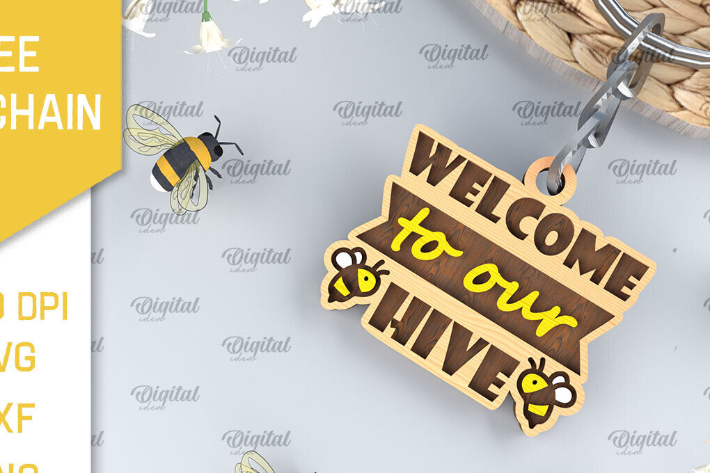 Σετ των 3 Intra απο ξύλο plywood 3mm-4mm πάχος Ξύλινο Μπρελόκ Μέλισσας Δίασταση 6x6 cm INTRAFABR-99060772