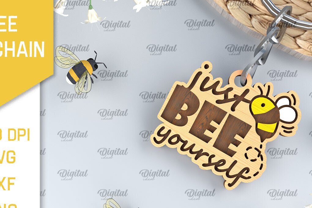 Σετ των 3 Intra απο ξύλο plywood 3mm-4mm πάχος Ξύλινο Μπρελόκ Μέλισσας Δίασταση 6x6 cm INTRAFABR-99060888