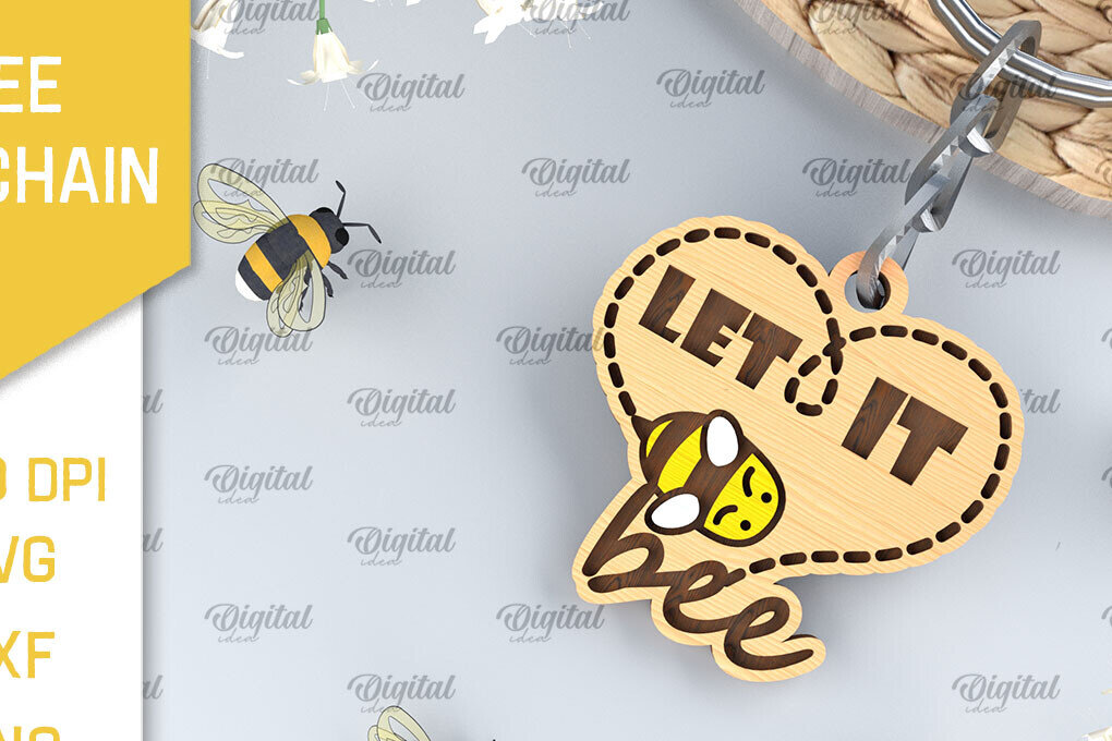 Σετ των 3 Intra απο ξύλο plywood 3mm-4mm πάχος Ξύλινο Μπρελόκ Μέλισσας Δίασταση 6x6 cm INTRAFABR-99060931