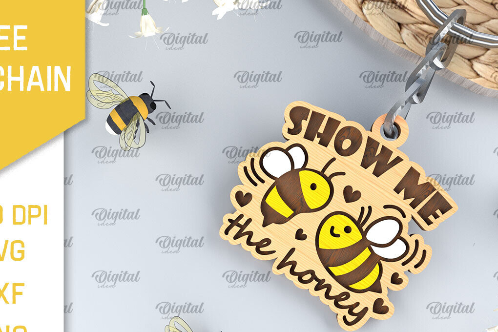 Σετ των 3 Intra απο ξύλο plywood 3mm-4mm πάχος Ξύλινο Μπρελόκ Μέλισσας Δίασταση 6x6 cm INTRAFABR-99060961