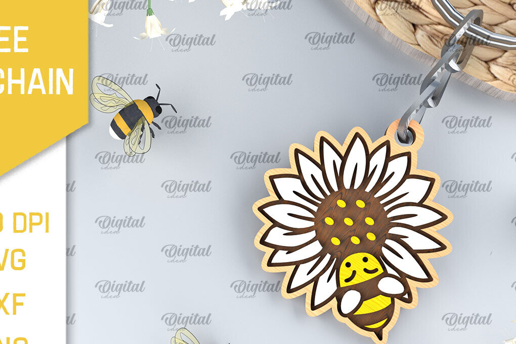 Σετ των 3 Intra απο ξύλο plywood 3mm-4mm πάχος Ξύλινο Μπρελόκ Μέλισσας Δίασταση 6x6 cm INTRAFABR-99060988