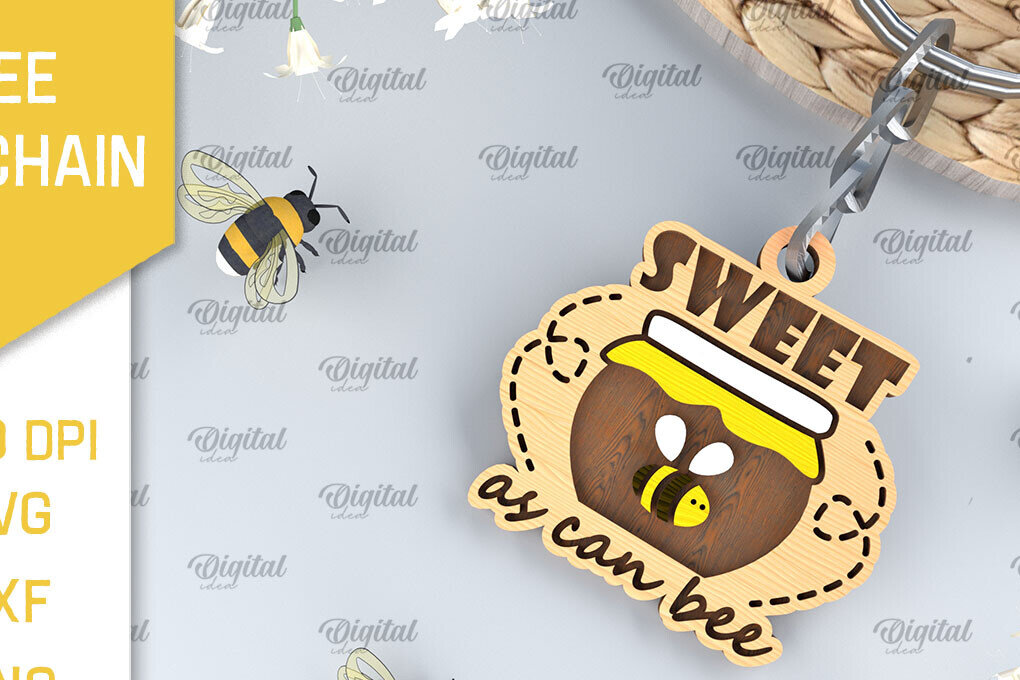 Σετ των 3 Intra απο ξύλο plywood 3mm-4mm πάχος Ξύλινο Μπρελόκ Μέλισσας Δίασταση 6x6 cm INTRAFABR-99060581