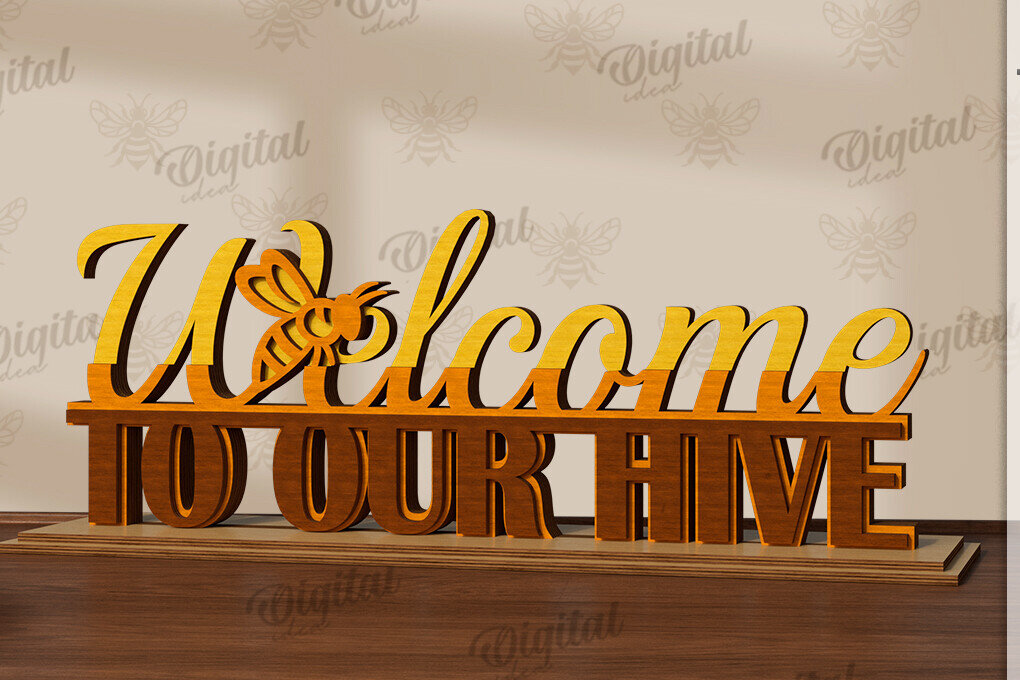 Intra απο ξύλο plywood 3mm-4mm πάχος Bee Word Stand Δίασταση 30x20 cm INTRAFABR-123090302