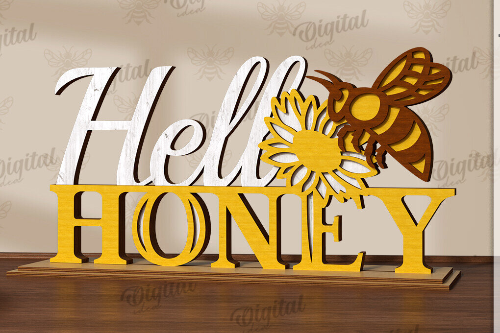 Intra απο ξύλο plywood 3mm-4mm πάχος Bee Word Stand Δίασταση 30x20 cm INTRAFABR-123090334