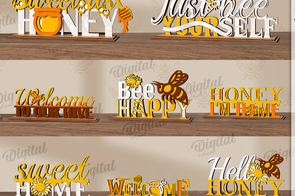 Intra απο ξύλο plywood 3mm-4mm πάχος Bee Word Stands Δέσμη κοπής με λέιζερ Δίασταση 30x20 cm INTRAFABR-122955577