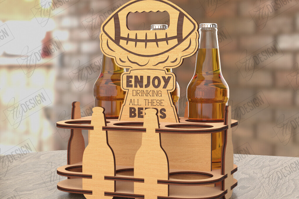 Σετ των 2 Intra απο ξύλο plywood 3mm-4mm πάχος Θήκη μπουκαλιών μπύρας | Καλάθι μπύρας | CNC Δίασταση 15x15 cm INTRAFABR-119134792