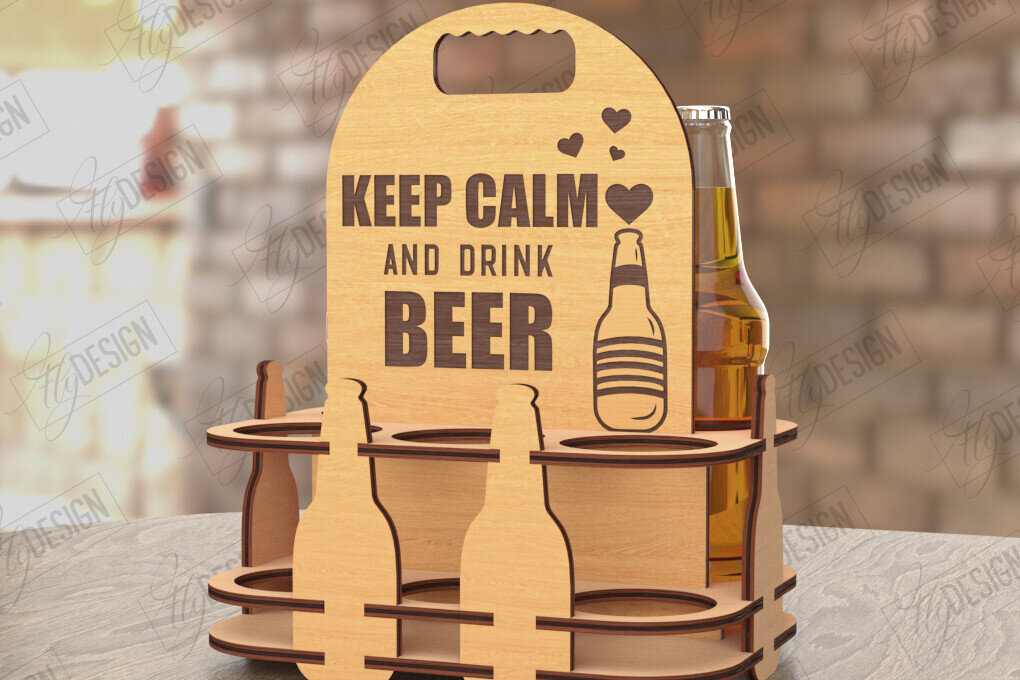 Σετ των 2 Intra απο ξύλο plywood 3mm-4mm πάχος Θήκη μπουκαλιών μπύρας | Καλάθι μπύρας | CNC Δίασταση 15x15 cm INTRAFABR-119134799