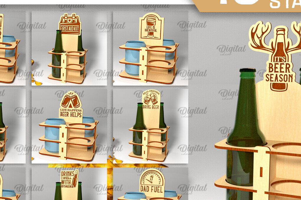 Intra απο ξύλο plywood 3mm-4mm πάχος Μπουκάλι μπύρας Βάση με λέιζερ κομμένο Δίασταση 30x20 cm INTRAFABR-96804798