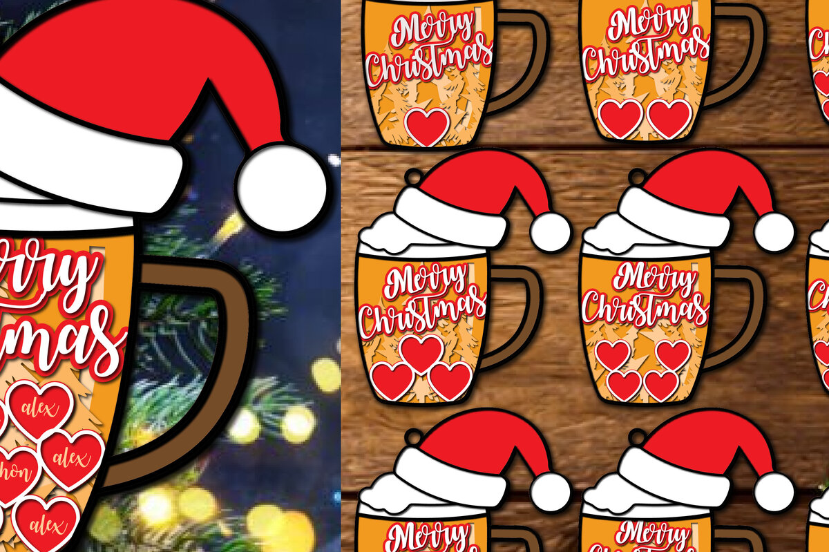 Σετ των 2 Intra απο ξύλο plywood 3mm-4mm πάχος οικογενειακού ονόματος Χριστουγέννων μπύρας Δίασταση 15x15 cm INTRAFABR-80630104