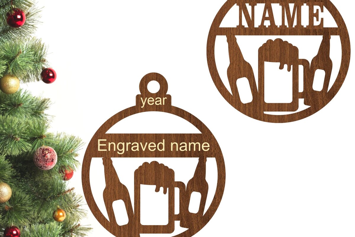 Σετ των 3 Intra απο ξύλο plywood 3mm-4mm πάχος Μπύρα Χριστουγεννιάτικο Στολίδι Δίασταση 3x3 cm INTRAFABR-77300742