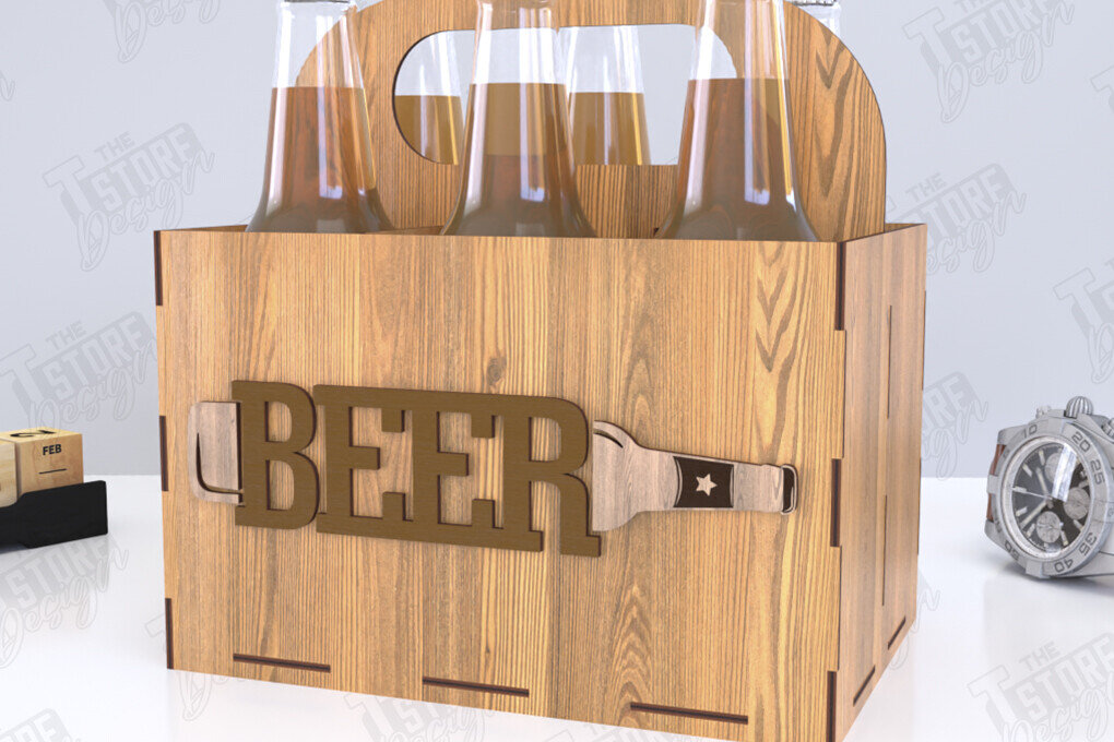 Σετ των 2 Intra απο ξύλο plywood 3mm-4mm πάχος θήκης μπύρας | Καλάθι μπύρας |CNC Δίασταση 15x15 cm INTRAFABR-119884876