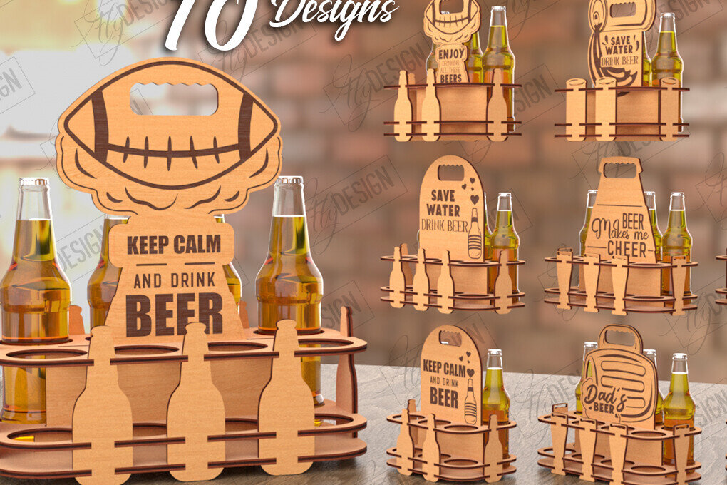 Intra απο ξύλο plywood 3mm-4mm πάχος με θήκες μπύρας | Καλάθι μπύρας | CNC Δίασταση 15x15 cm INTRAFABR-119308946