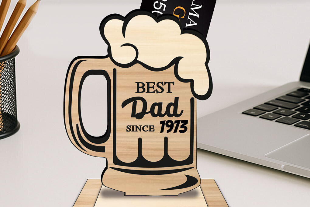 Σετ των 2 Intra απο ξύλο plywood 3mm-4mm πάχος Κούπα μπύρας Father Day Δωροθήκη κάρτας Δίασταση 15x15 cm INTRAFABR-123595375