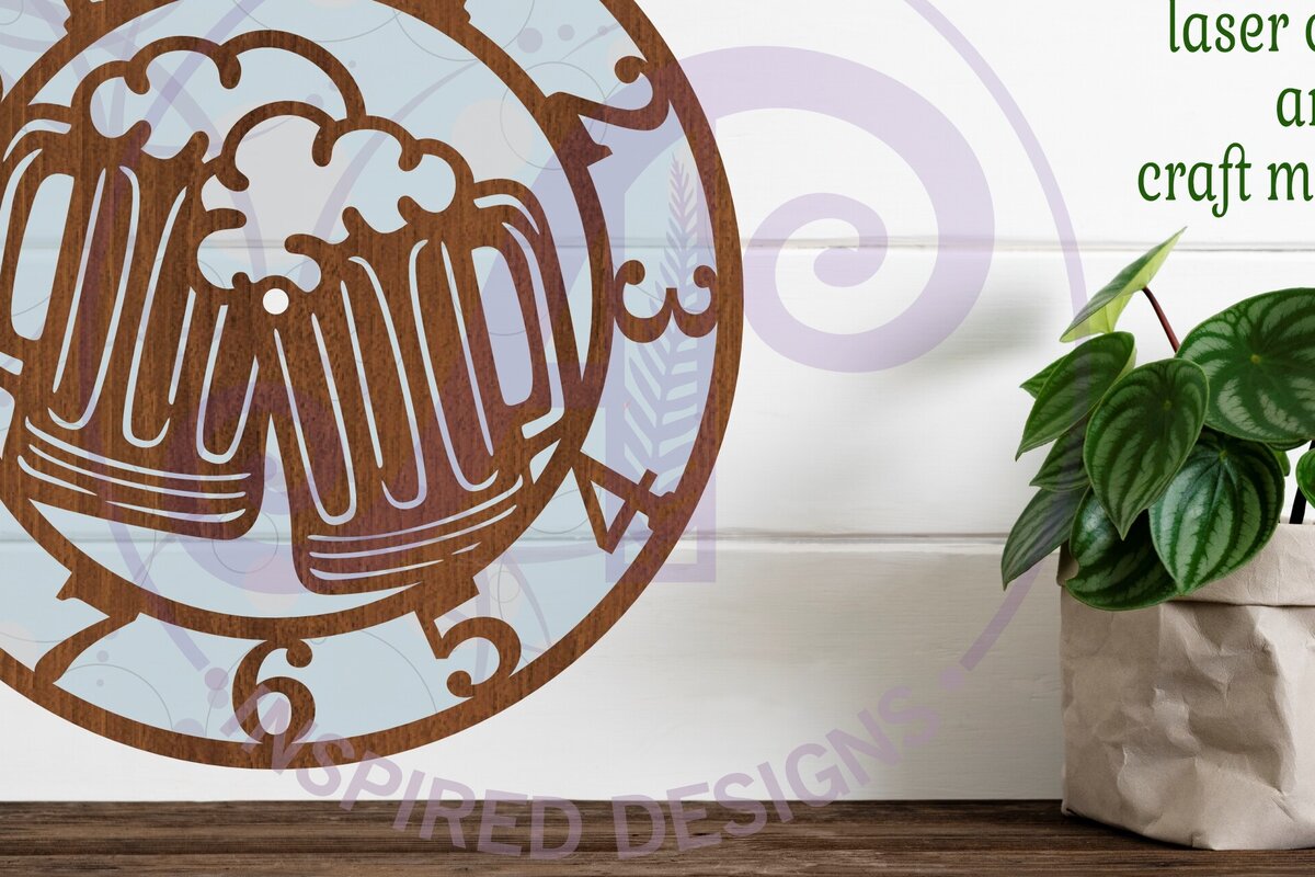 Σετ των 3 Intra απο ξύλο plywood 3mm-4mm πάχος Beer Wall Clock  Cut , Δίασταση 8x8 cm INTRAFABR-92968638