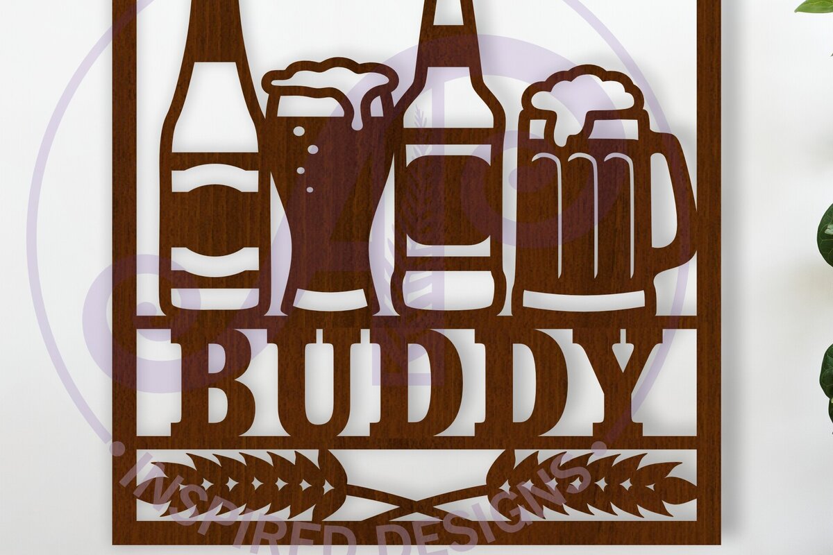 Σετ των 3 Intra απο ξύλο plywood 3mm-4mm πάχος Beers Square Name Wall Art Sign, Δίασταση 10x10 cm INTRAFABR-116305285