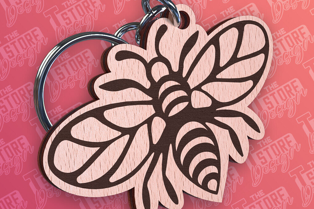 Σετ των 3 Intra απο ξύλο plywood 3mm-4mm πάχος Σχεδιασμός Μπρελόκ Bees | Σχεδιασμός Μπρελόκ Δίασταση 6x6 cm INTRAFABR-92538397