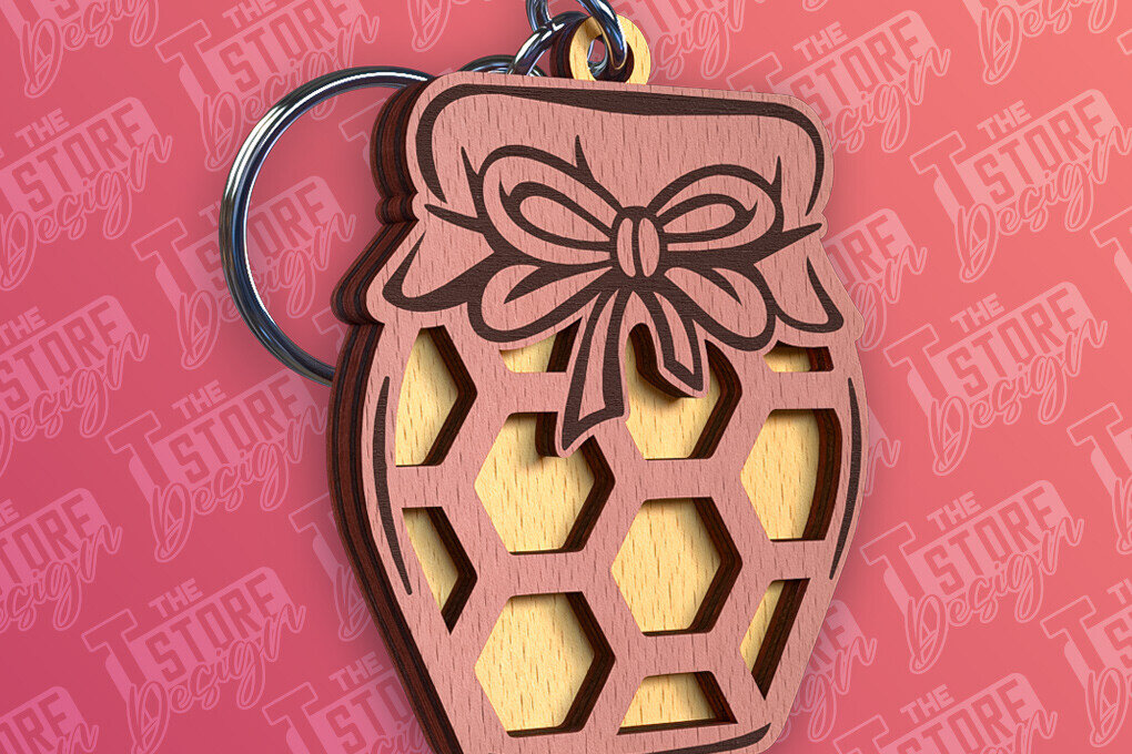 Σετ των 3 Intra απο ξύλο plywood 3mm-4mm πάχος Σχεδιασμός Μπρελόκ Bees | Σχεδιασμός Μπρελόκ Δίασταση 6x6 cm INTRAFABR-92538410