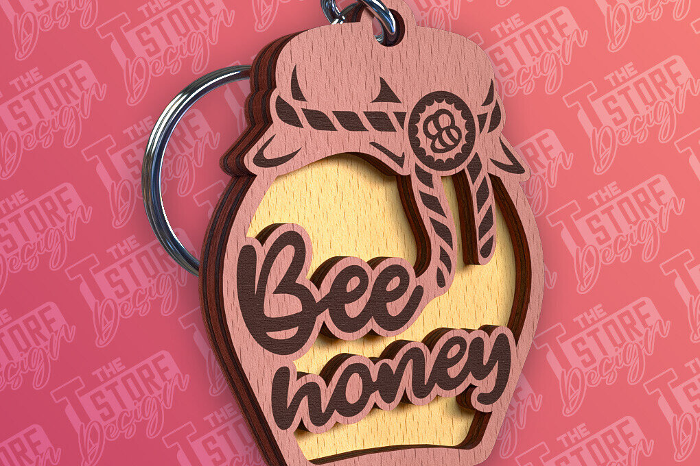 Σετ των 3 Intra απο ξύλο plywood 3mm-4mm πάχος Σχεδιασμός Μπρελόκ Bees | Σχεδιασμός Μπρελόκ Δίασταση 6x6 cm INTRAFABR-92538423