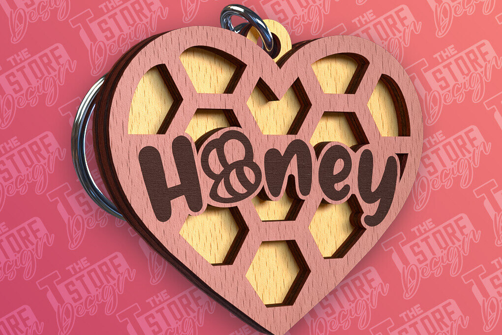 Σετ των 3 Intra απο ξύλο plywood 3mm-4mm πάχος Σχεδιασμός Μπρελόκ Bees | Σχεδιασμός Μπρελόκ Δίασταση 6x6 cm INTRAFABR-92538454