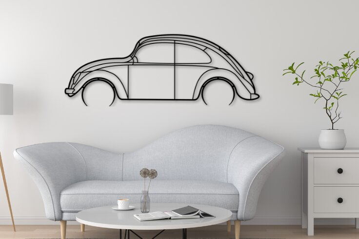 Σετ των 2 Intra απο ξύλο plywood 3mm-4mm πάχος Beetle Car Silhouette, Car Δίασταση 15x15 cm INTRAFABR-110397720