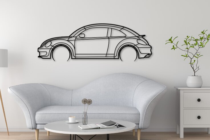 Σετ των 2 Intra απο ξύλο plywood 3mm-4mm πάχος Beetle Car Silhouette, Car Δίασταση 15x15 cm INTRAFABR-110397682