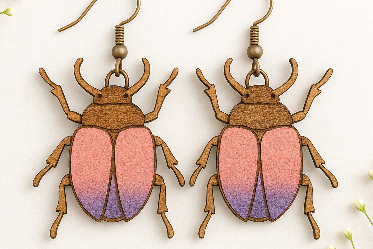 Σετ των 3 Intra απο ξύλο plywood 3mm-4mm πάχος Σκουλαρίκια Beetle Cut  Δίασταση 3x3 cm INTRAFABR-120635724