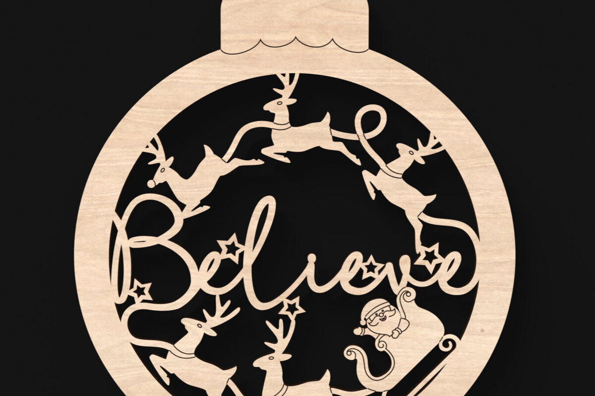 Intra απο ξύλο plywood 3mm-4mm πάχος Πιστέψτε το χριστουγεννιάτικο μπιχλιμπίδι με Δίασταση 30x30 cm INTRAFABR-104311516