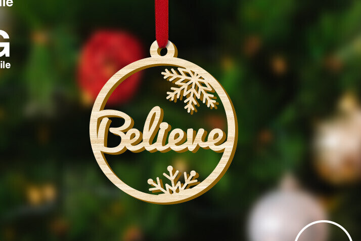 Σετ των 3 Intra απο ξύλο plywood 3mm-4mm πάχος Πιστέψτε τη διακόσμηση χριστουγεννιάτικου δέντρου Δίασταση 4x4 cm INTRAFABR-79818942