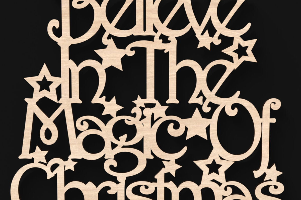 Intra απο ξύλο plywood 3mm-4mm πάχος Πιστέψτε στη μαγεία του ζωδίου των Χριστουγέννων Δίασταση 30x30 cm INTRAFABR-104312006