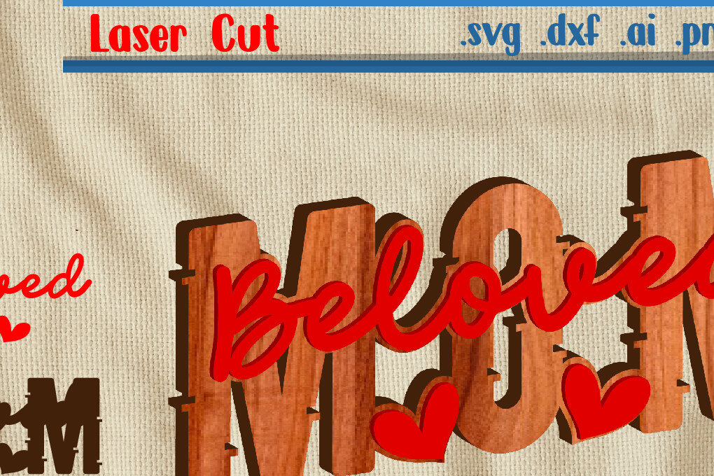 Σετ των 2 Intra απο ξύλο plywood 3mm-4mm πάχος Beloved Mom - Eps Ai Δίασταση 15x15 cm INTRAFABR-65293663