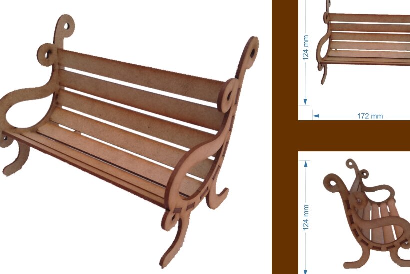 Σετ των 2 Intra απο ξύλο plywood 3mm-4mm πάχος Πάγκος - Δίασταση 15x15 cm INTRAFABR-4072363