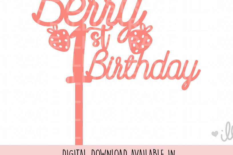 Intra απο ξύλο plywood 3mm-4mm πάχος Berry 1st Birthday Cake Topper Δίασταση 15x15 cm INTRAFABR-101917391