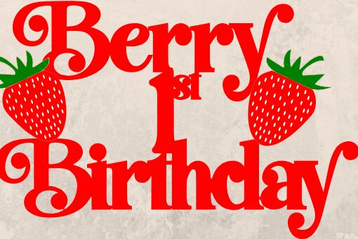 Σετ των 2 Intra απο ξύλο plywood 3mm-4mm πάχος Berry 1st Birthday Cake Topper Δίασταση 15x15 cm INTRAFABR-97127177