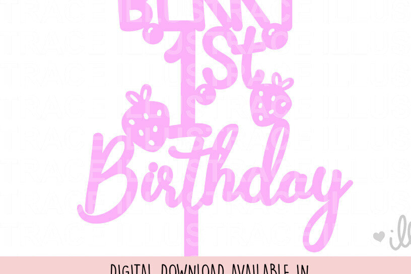 Σετ των 2 Intra απο ξύλο plywood 3mm-4mm πάχος Berry First Birthday , 1ο Birthday Δίασταση 15x15 cm INTRAFABR-100034611